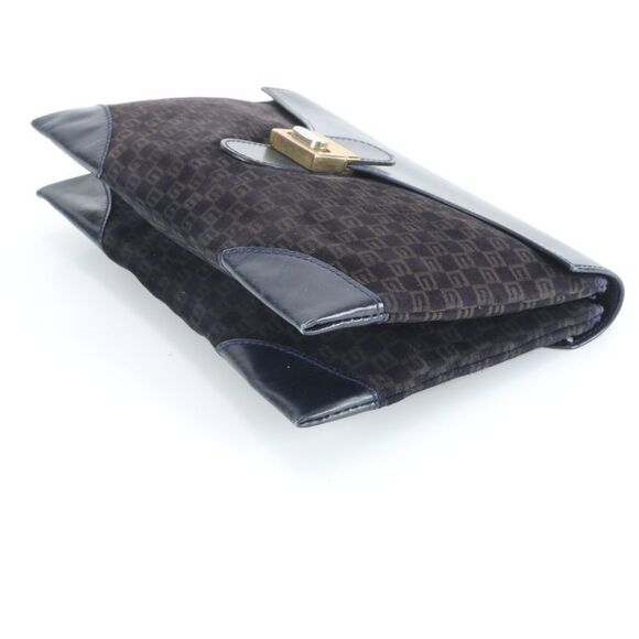 Old Gucci Leather Second Bag Clutch Pouch Commuter Business Navy Gold Hardware - Picture 4 of 11